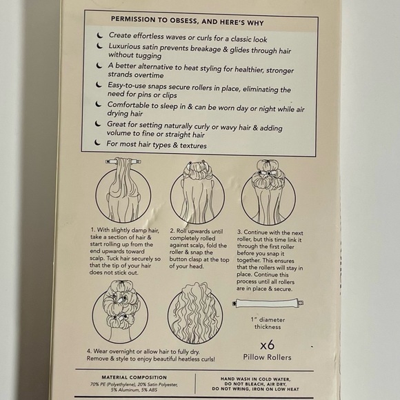 NWT Kitsch Satin Pillow Rollers - Soft Rollers for all hair types, 6pc Marble - Picture 7 of 11